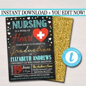 Editable Nurse Graduation Invitation Chalkboard Printable Digital ...