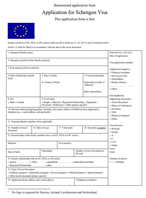 Fillable Application Form For Schengen Visa - Printable Forms Free Online