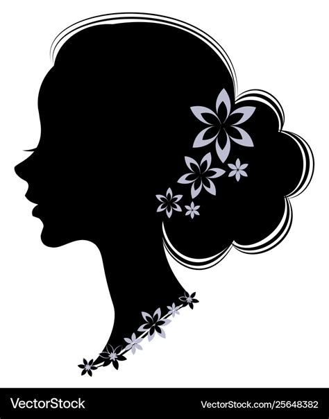 Silhouette profile a cute lady s head the girl Vector Image