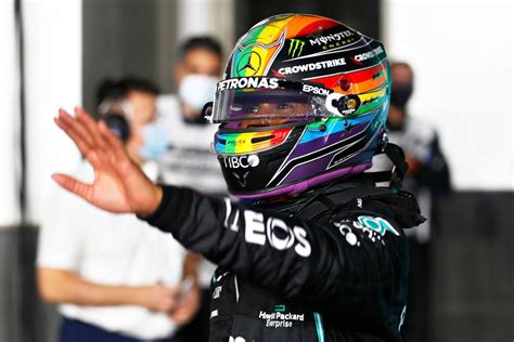 Lewis Hamilton wins in Qatar while wearing Rainbow helmet - Outsports