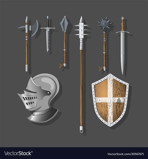 Knight weapons and armor Royalty Free Vector Image