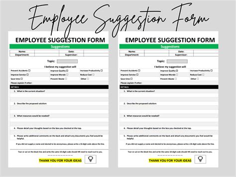 Employee Suggestion Form Editable Word Template Suggestion - Etsy UK