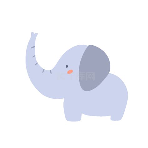 图上可爱的卡通大象小孩的头笑抽象标识图标矢量素材图片免费下载-千库网