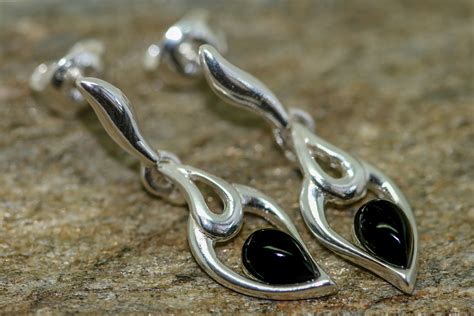 Whitby Jet Earrings. Sterling Silver Earrings, British jewellery ...