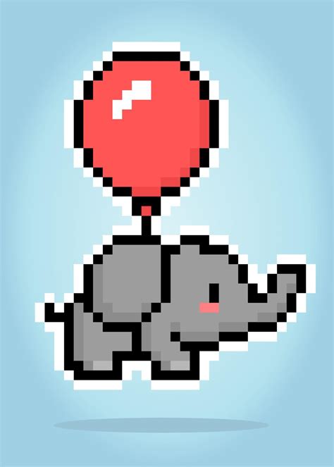 Pixel 8 bit elephant. Animal in vector illustration. 14445849 Vector Art at Vecteezy