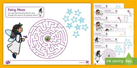 Captivate young learners with fairy maze activity worksheets