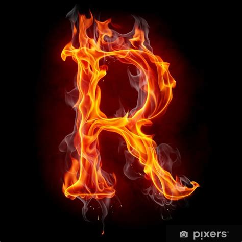 Wall Mural Fire font. Letter R. - PIXERS.US