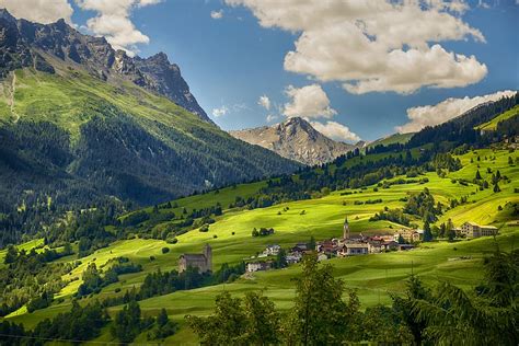 HD wallpaper: switzerland, village, mountains, alpine, landscape ...