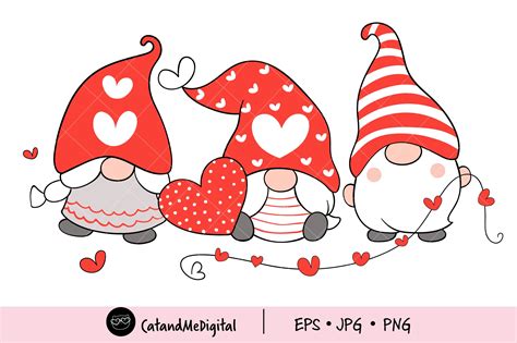 Gnomes Valentine Day Clipart. Graphic by CatAndMe · Creative Fabrica