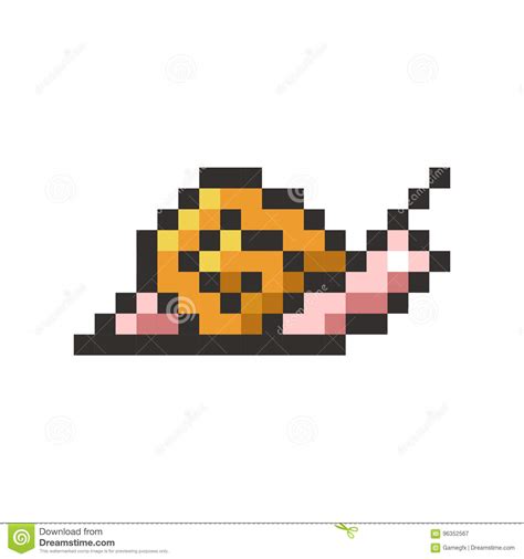 Snail Pixel Cartoon Retro Game Style Stock Vector - Illustration of diligence, graphic: 96352567