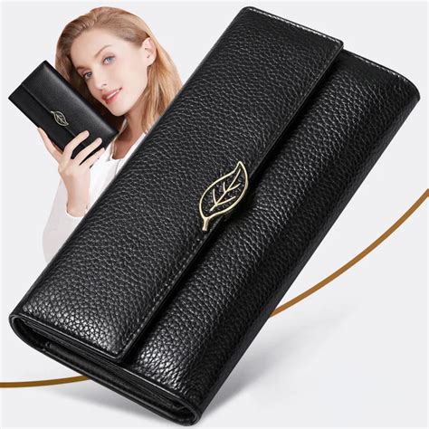 High Quality Genuine Leather Women Wallet Long 3 Fold Purse Fashion ...