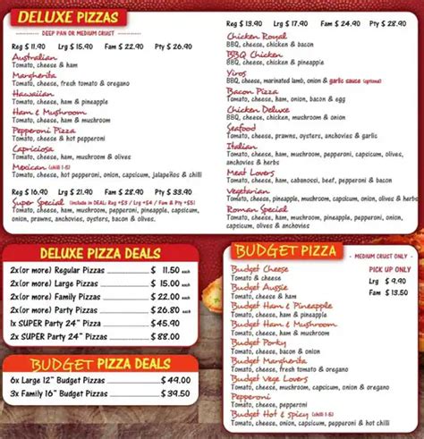 Menu at Roman Pizza pizzeria, Modbury Heights, Shopping Centre