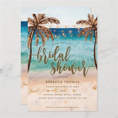 tropical beach modern bridal shower invitation | Zazzle