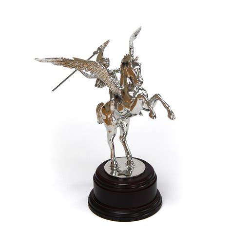 Pegasus With Bellerophon Statue (Polished Pewter) - The Airborne Shop