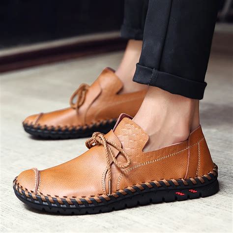 2018 Designer Shoes Male Handmade Leather Shoes Flats Men Lace Up Lofers Moccasins Men Casual ...