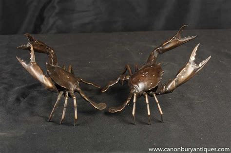 Pair Bronze Crabs Sea Life Creatures Art decapod crustaceans