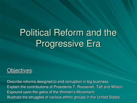 PPT - Political Reform and the Progressive Era PowerPoint Presentation ...