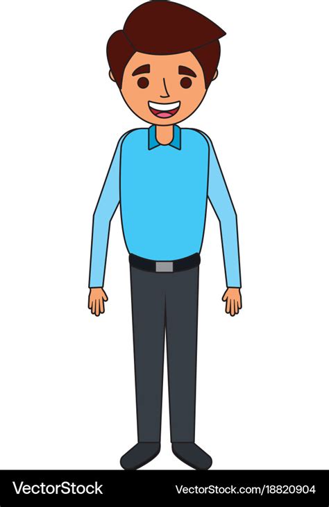 Young man cartoon standing character smiling Vector Image