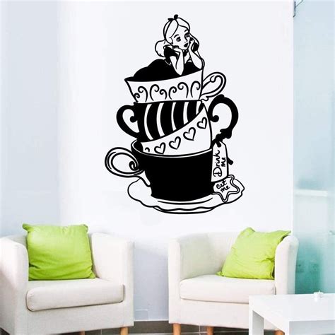 Alice in Wonderland Tea Cup Silhouette Cute Wall Sticker Vinyl | Etsy