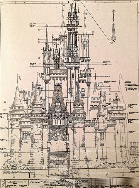 the south elevation architectural drawing for Magic Kingdom’s Cinderella Castle | Architecture ...