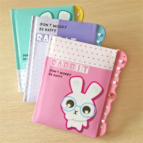 Aliexpress.com : Buy Korean Cute Rabbit Mini Diary Book with Lock Notebook Journal Diary ...