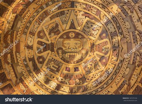 Wood Aztec Solar Calendar This Handcrafted Stock Photo 187275104 - Shutterstock