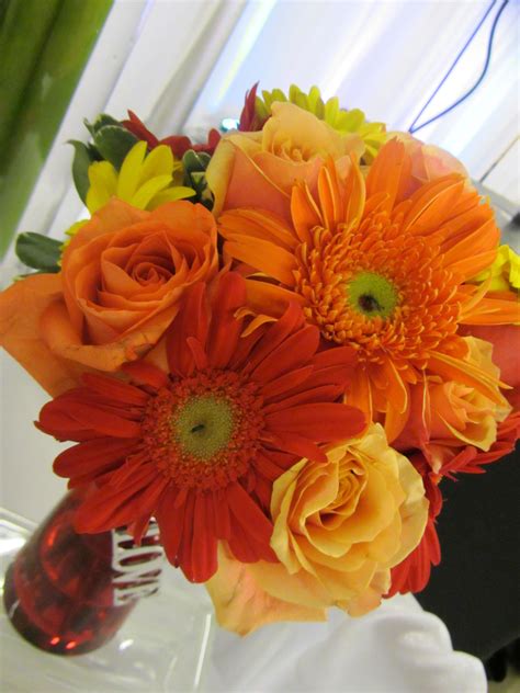 orange gerber daisy bouquet | Orange wedding flowers, Wedding bouquets, Wedding reception flowers