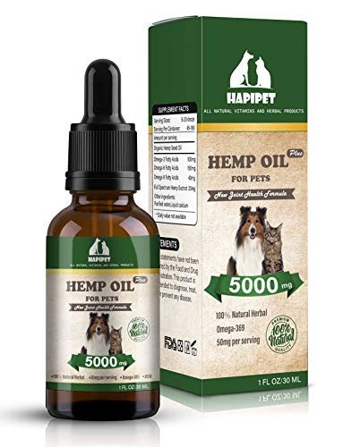 HAPIPET Hemp Oil for Dogs Cats Pets,100% Pet Hemp Oil, 5000MG for Hemp ...