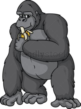 Gorilla Eating Banana Cartoon Clipart Vector - FriendlyStock