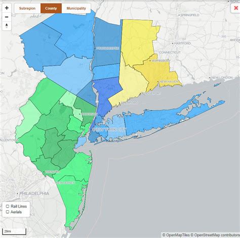 Map Counties Four Divisions New York Metropolitan Area, 59% OFF