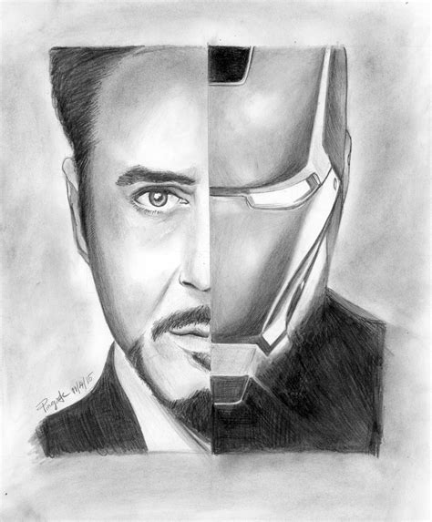 pencil drawing of iron man and tony starke from the avengers movie ...