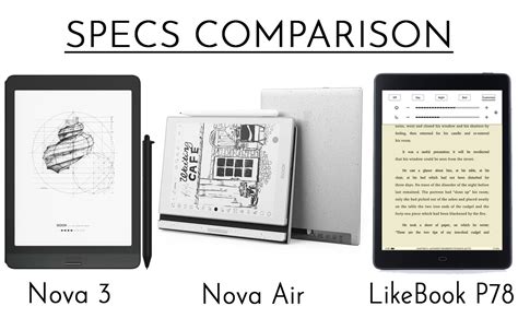 Boox Nova Air vs Nova 3 vs Likebook P78- Specs Comparison - eReader X