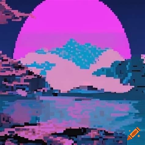 Vaporwave pixel art on Craiyon