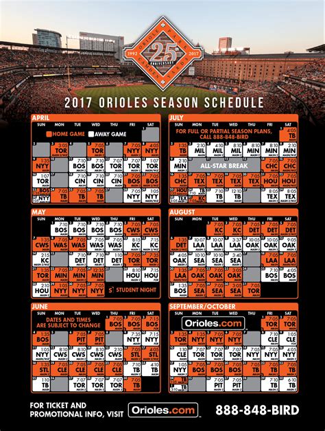 Baltimore Orioles 2017 Season Schedule