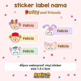 Disney Duffy and Friends Name Label Stickers Cute Character Stickers Book sticker | Shopee Singapore