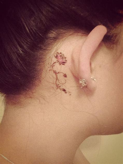 Flower tattoo behind ear | Behind ear tattoos, Small flower tattoos ...