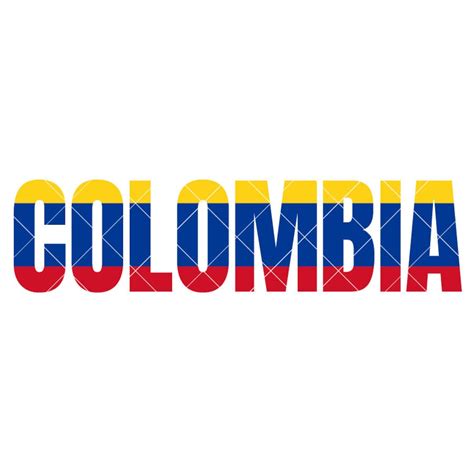 Colombia Flag Word Art Flags Vector .eps, .dxf, .svg .png. Vinyl Cutter Ready, T-shirt, CNC ...