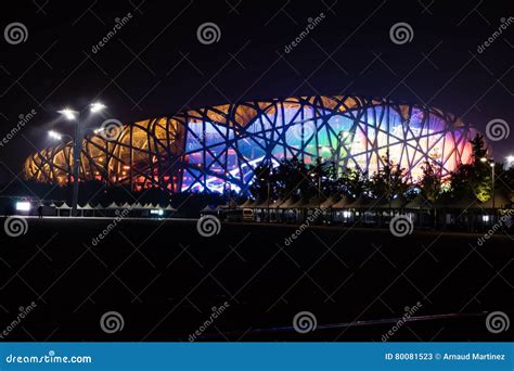 Bird S Nest Stadium in Beijing Olympic Village Editorial Stock Photo ...