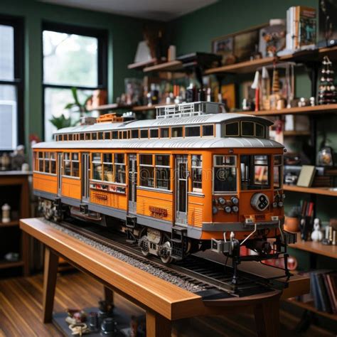 Model Train Set with Detailed Miniature Buildings Stock Illustration ...