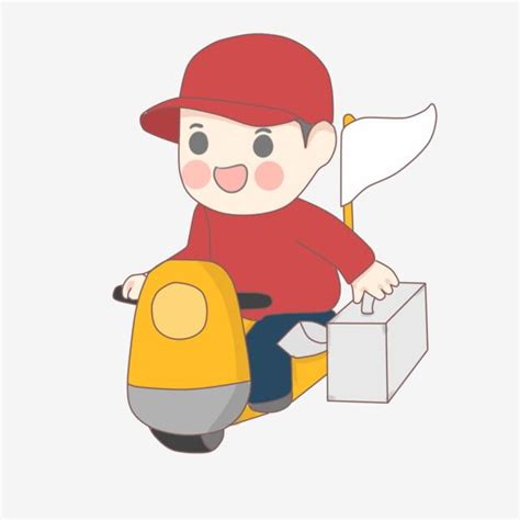 Delivery Staff Food Delivery Takeaway Cartoon, Delivery Clipart, Hand Painted, Takeaway PNG ...