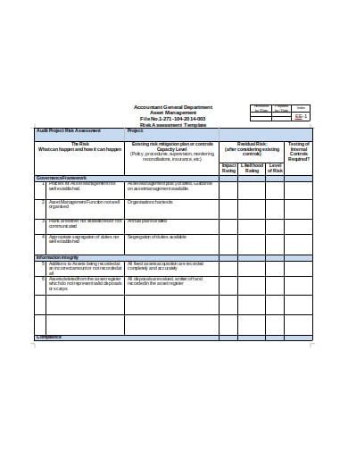 10+ Audit Risk Assessment Templates in PDF | XLS | DOC