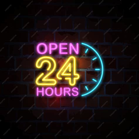 Premium Vector | Open 24 hours neon sign illustration