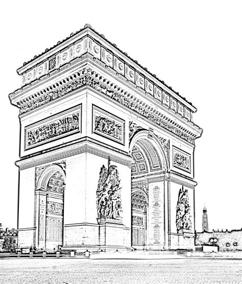 Paris arc triomphe - Paris Coloring Pages for Adults - Just Color | Perspective drawing ...