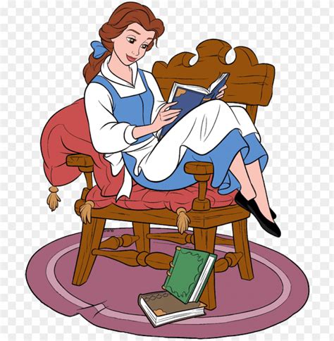 Belle Holding Book Belle Reading Book In Chair - Belle Reading Png Transparent PNG Transparent ...