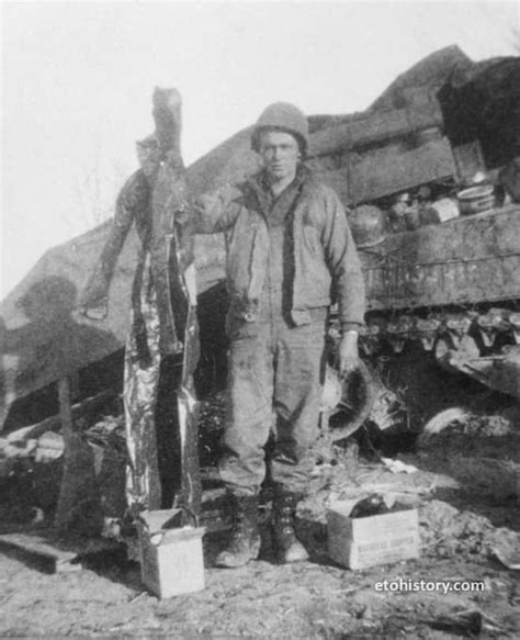 Sergeant Philip L. Fitts tank commander with Company C, 741st Tank Battalion, pictured near Berg ...