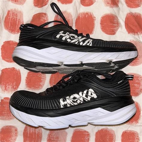 Hoka One One Women's Black and White Trainers | Depop