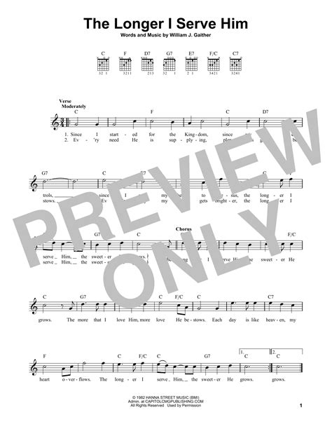 Print Bill Gaither The Longer I Serve Him sheet music or save as PDF ...