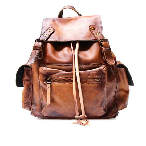 Womens Cool Leather Backpacks Brown Leather Travel Backpack Bag Purse ...