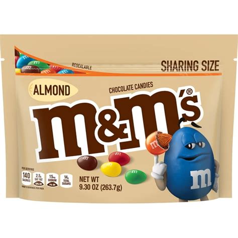 M&M'S Almond Milk Chocolate Candy, 9.3 Oz Resealable Bag, Sharing Size ...