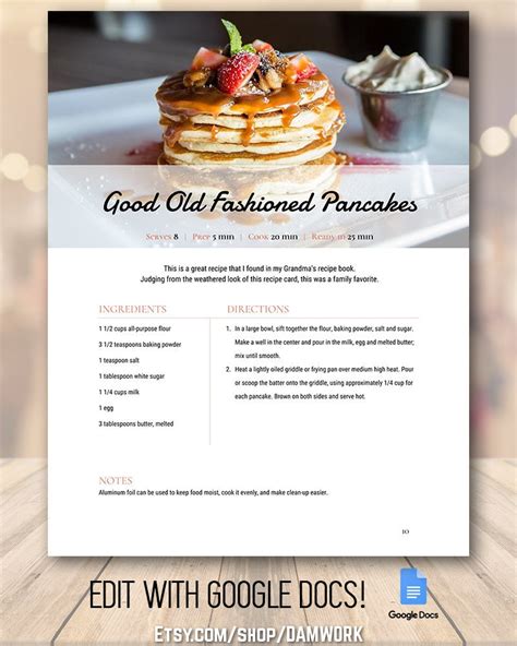 Recipe Book Template Frost Family Cookbook Editable Recipe | Etsy